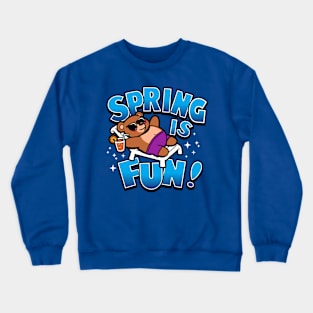 Spring Is Fun Cool Cute Bear Spring Break Chilling Crewneck Sweatshirt